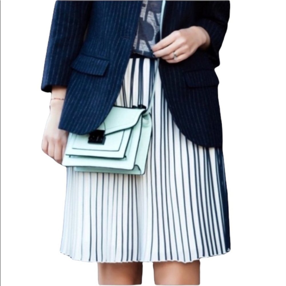 J. Crew White and Navy Striped Skirt